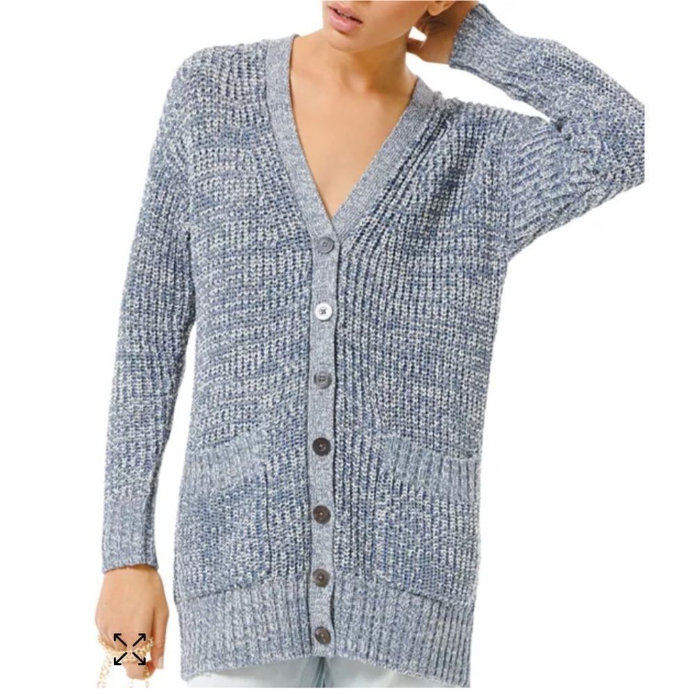 Michael Kors Blue Marled Knit Cardigan size medium